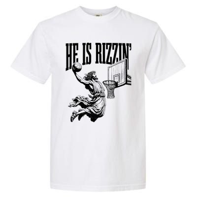 He Is Rizzin Funny Jesus Basketball Easter Meme Garment-Dyed Heavyweight T-Shirt