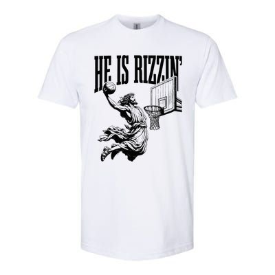 He Is Rizzin Funny Jesus Basketball Easter Meme Softstyle CVC T-Shirt