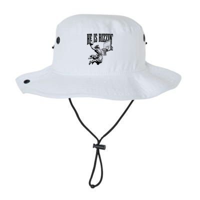 He Is Rizzin Funny Jesus Basketball Easter Meme Bucket Hat
