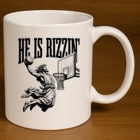 He Is Rizzin Funny Jesus Basketball Easter Meme 11oz C Handle Ceramic Mug