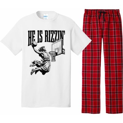 He Is Rizzin Funny Jesus Basketball Easter Meme Pajama Set