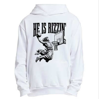 He Is Rizzin Funny Jesus Basketball Easter Meme Urban Pullover Hoodie