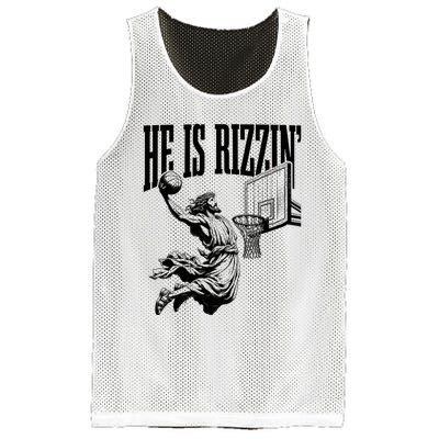 He Is Rizzin Funny Jesus Basketball Easter Meme Mesh Reversible Basketball Jersey Tank