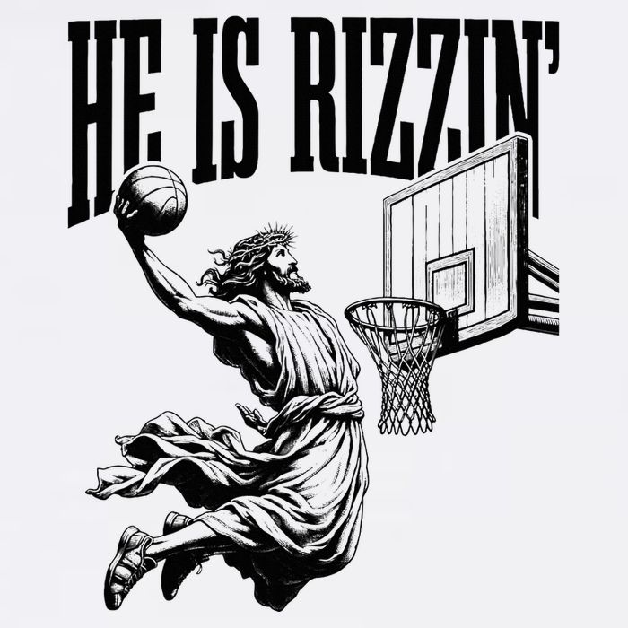 He Is Rizzin Funny Jesus Basketball Easter Meme Youth Performance Sprint T-Shirt