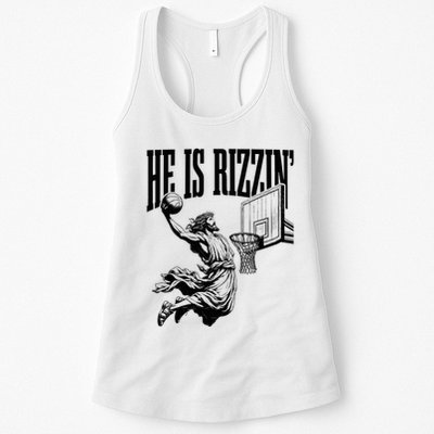 He Is Rizzin Funny Jesus Basketball Easter Meme Womens Tank Top