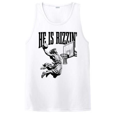 He Is Rizzin Funny Jesus Basketball Easter Meme PosiCharge Competitor Tank