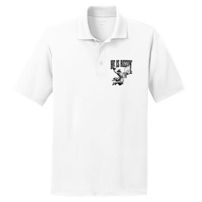 He Is Rizzin Funny Jesus Basketball Easter Meme PosiCharge RacerMesh Polo