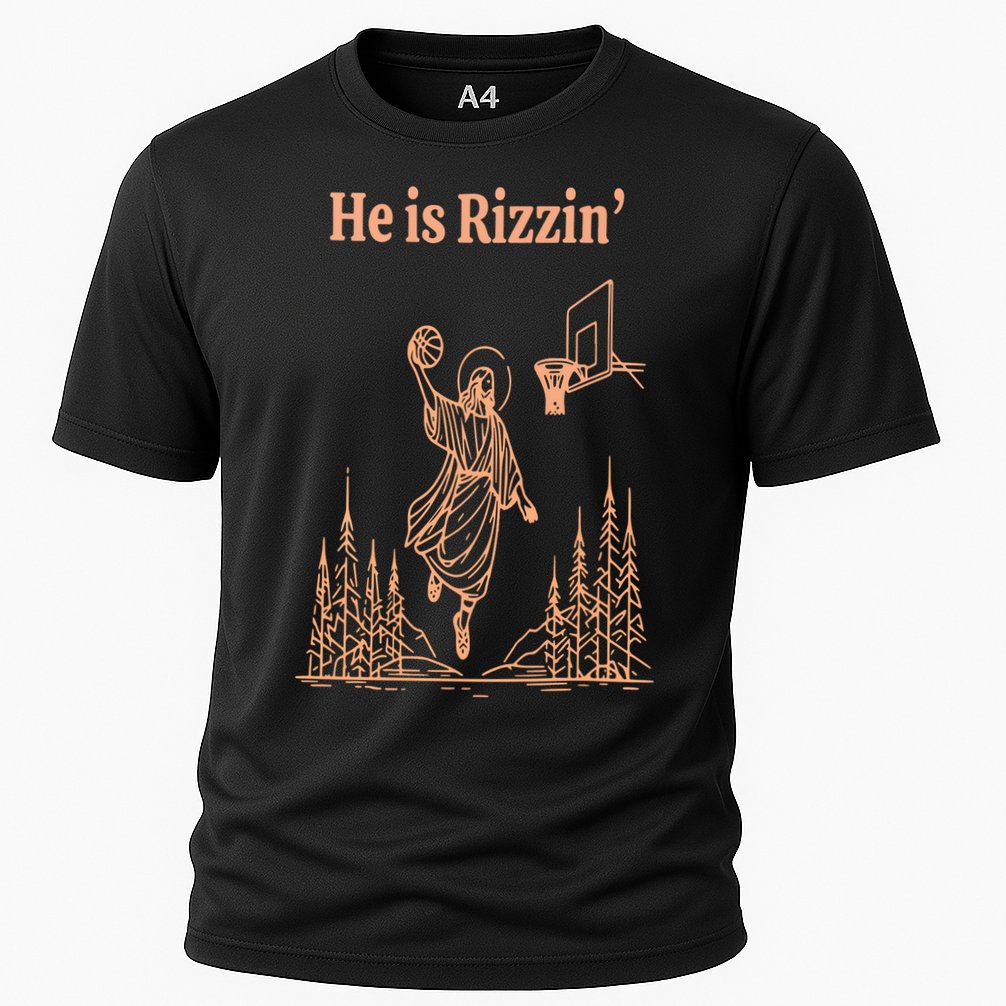 He Is Risen Funny Easter Of Jesus Playing Basketball Cooling Performance Crew T-Shirt