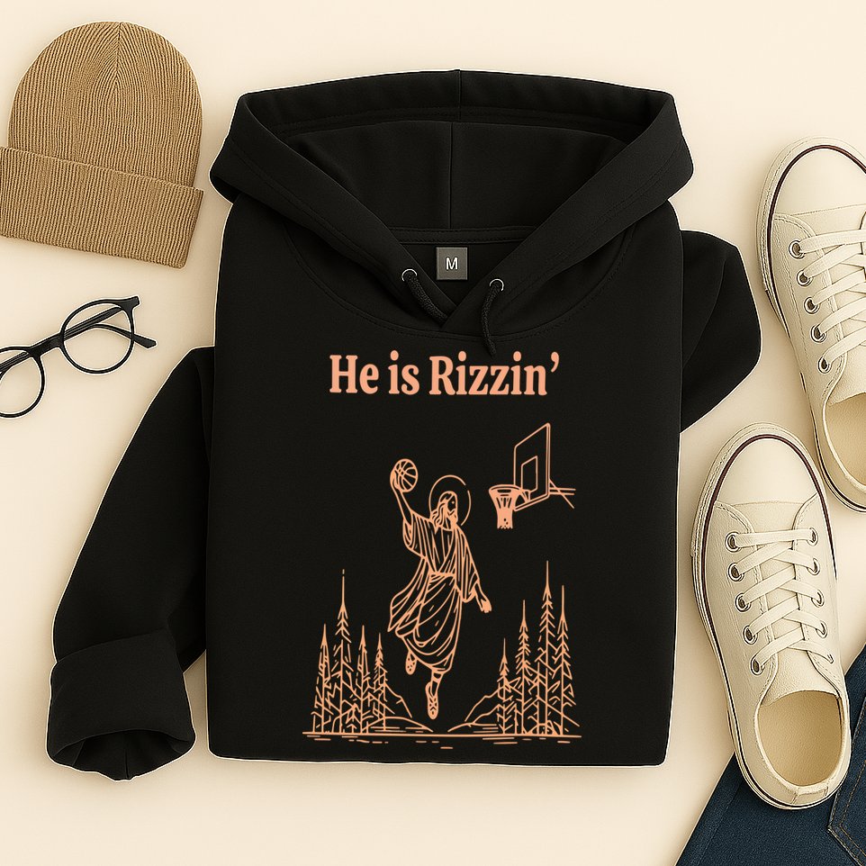 He Is Risen Funny Easter Of Jesus Playing Basketball Hoodie