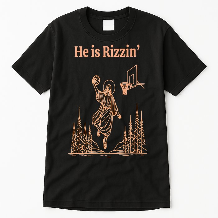 He Is Risen Funny Easter Of Jesus Playing Basketball Tall T-Shirt