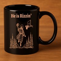 He Is Risen Funny Easter Of Jesus Playing Basketball 11oz C Handle Ceramic Mug