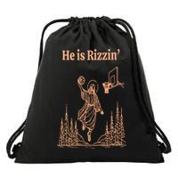 He Is Risen Funny Easter Of Jesus Playing Basketball Drawstring Bag