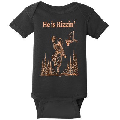 He Is Risen Funny Easter Of Jesus Playing Basketball Baby Bodysuit