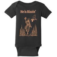 He Is Risen Funny Easter Of Jesus Playing Basketball Baby Bodysuit