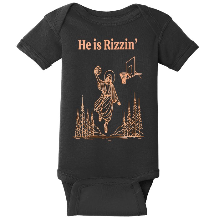 He Is Risen Funny Easter Of Jesus Playing Basketball Baby Bodysuit