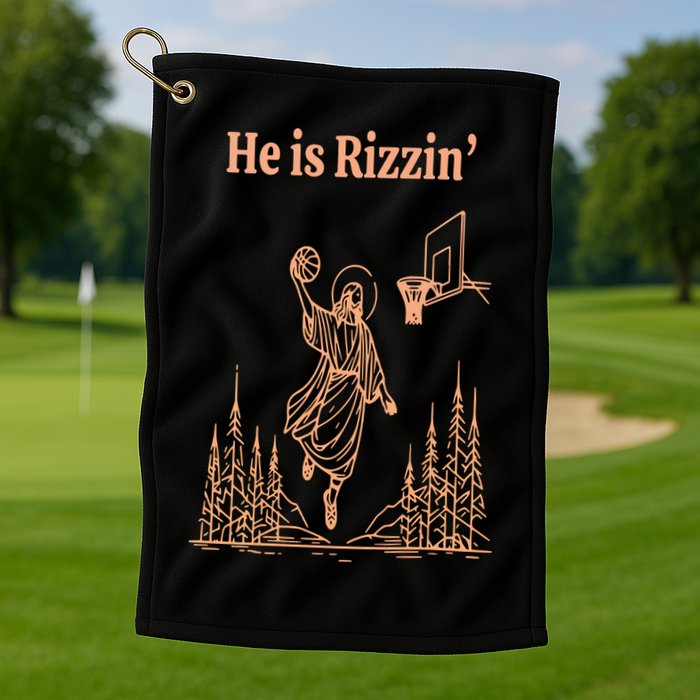 He Is Risen Funny Easter Of Jesus Playing Basketball Golf Towel