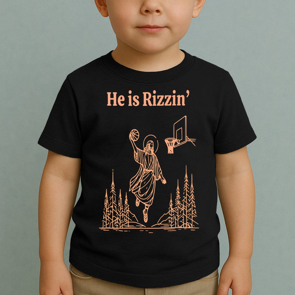 He Is Risen Funny Easter Of Jesus Playing Basketball Toddler T-Shirt