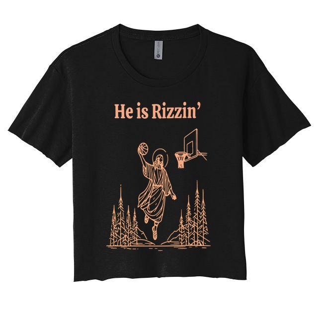 He Is Risen Funny Easter Of Jesus Playing Basketball Women's Crop Top Tee