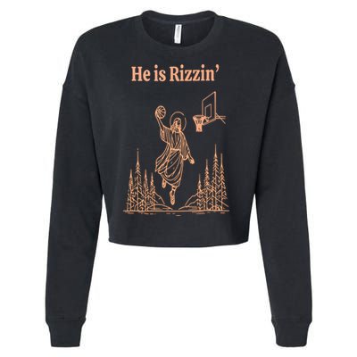 He Is Risen Funny Easter Of Jesus Playing Basketball Cropped Pullover Crew