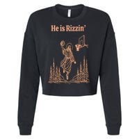He Is Risen Funny Easter Of Jesus Playing Basketball Cropped Pullover Crew