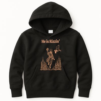 He Is Risen Funny Easter Of Jesus Playing Basketball Kids Hoodie