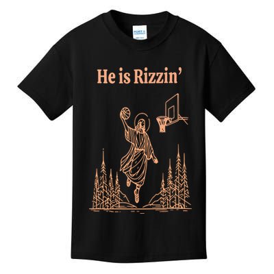 He Is Risen Funny Easter Of Jesus Playing Basketball Kids T-Shirt
