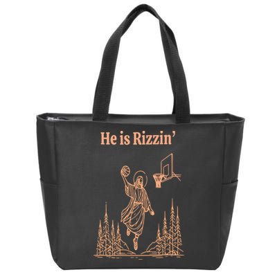 He Is Risen Funny Easter Of Jesus Playing Basketball Zip Tote Bag