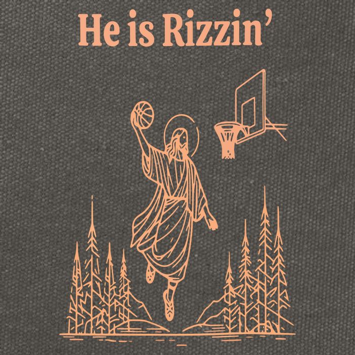 He Is Risen Funny Easter Of Jesus Playing Basketball Cotton Canvas Backpack