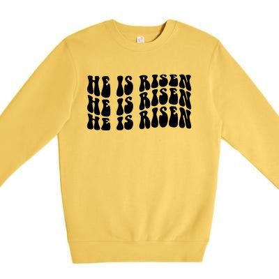 He Is Risen Jesus Retro Groovy Easter Premium Crewneck Sweatshirt