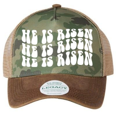 He Is Risen Jesus Retro Groovy Easter Legacy Tie Dye Trucker Hat