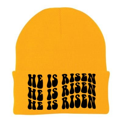 He Is Risen Jesus Retro Groovy Easter Knit Cap Winter Beanie