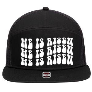 He Is Risen Jesus Retro Groovy Easter 7 Panel Mesh Trucker Snapback Hat