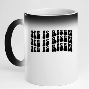 He Is Risen Jesus Retro Groovy Easter 11oz Black Color Changing Mug