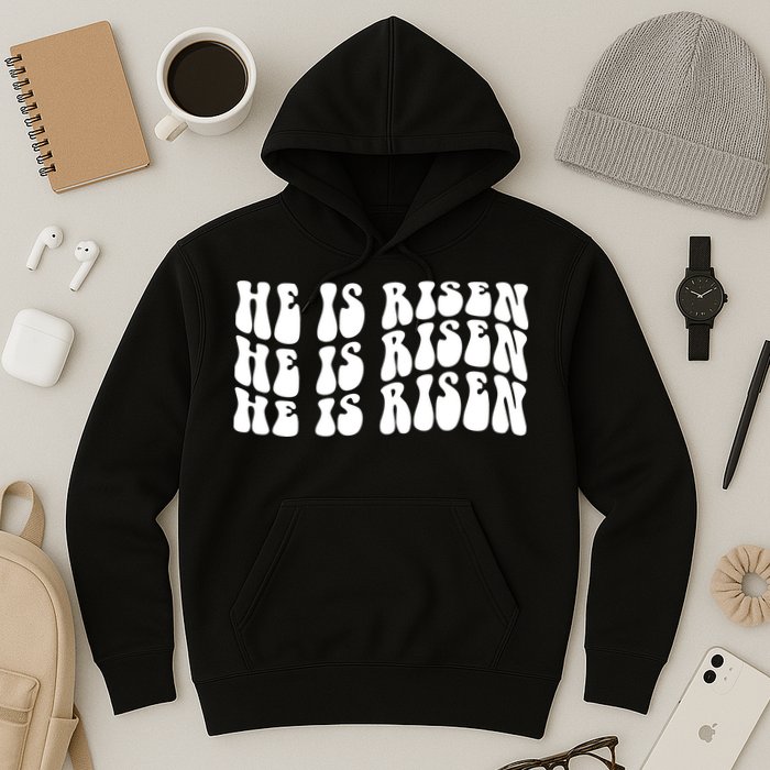 He Is Risen Jesus Retro Groovy Easter Hoodie