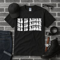 He Is Risen Jesus Retro Groovy Easter Tall T-Shirt