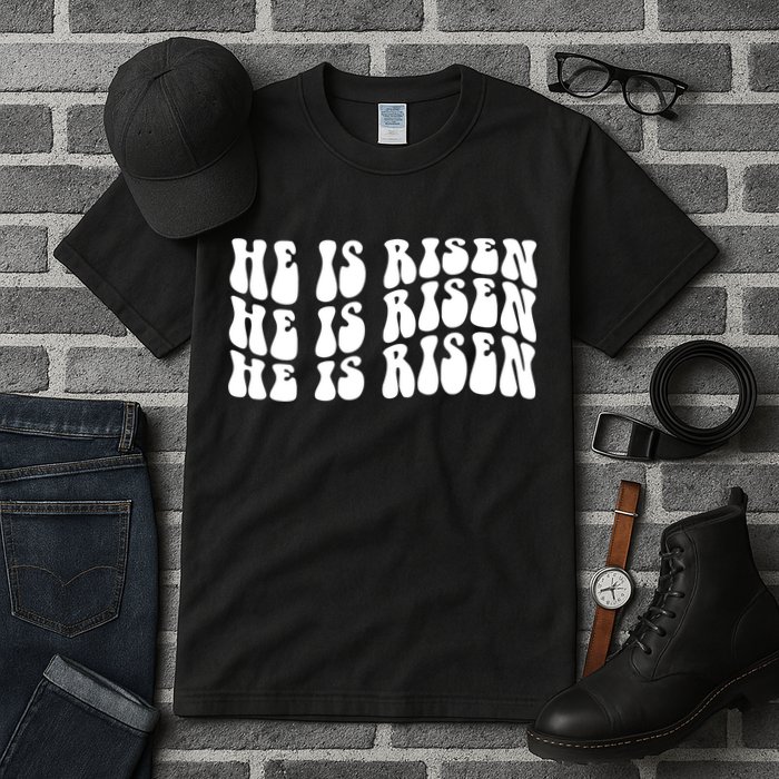 He Is Risen Jesus Retro Groovy Easter Tall T-Shirt