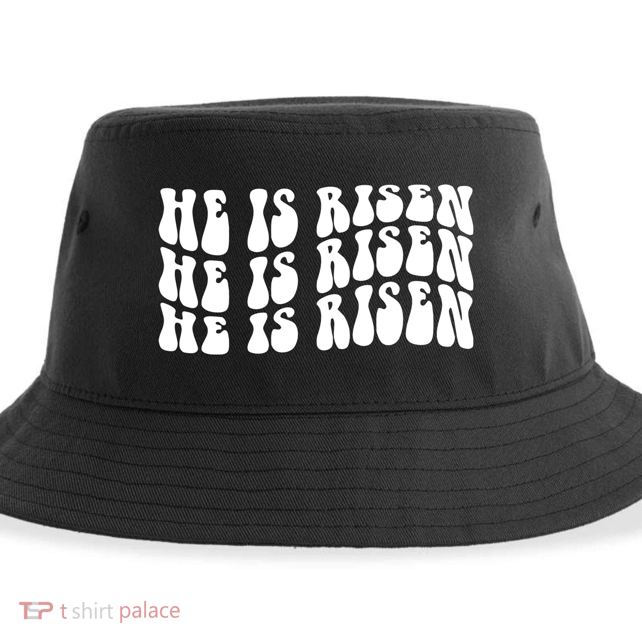 He Is Risen Jesus Retro Groovy Easter Sustainable Bucket Hat