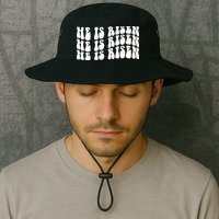 He Is Risen Jesus Retro Groovy Easter Bucket Hat