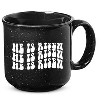 He Is Risen Jesus Retro Groovy Easter 15oz Campfire Ceramic Mug