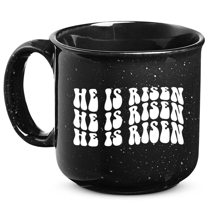 He Is Risen Jesus Retro Groovy Easter 15oz Campfire Ceramic Mug