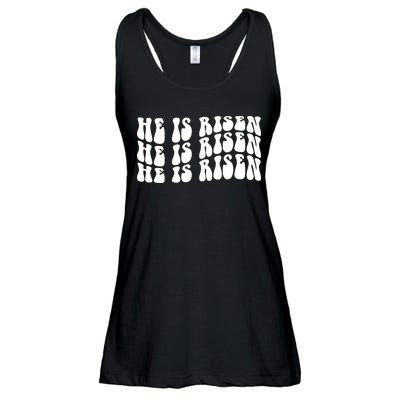 He Is Risen Jesus Retro Groovy Easter Ladies Essential Flowy Tank