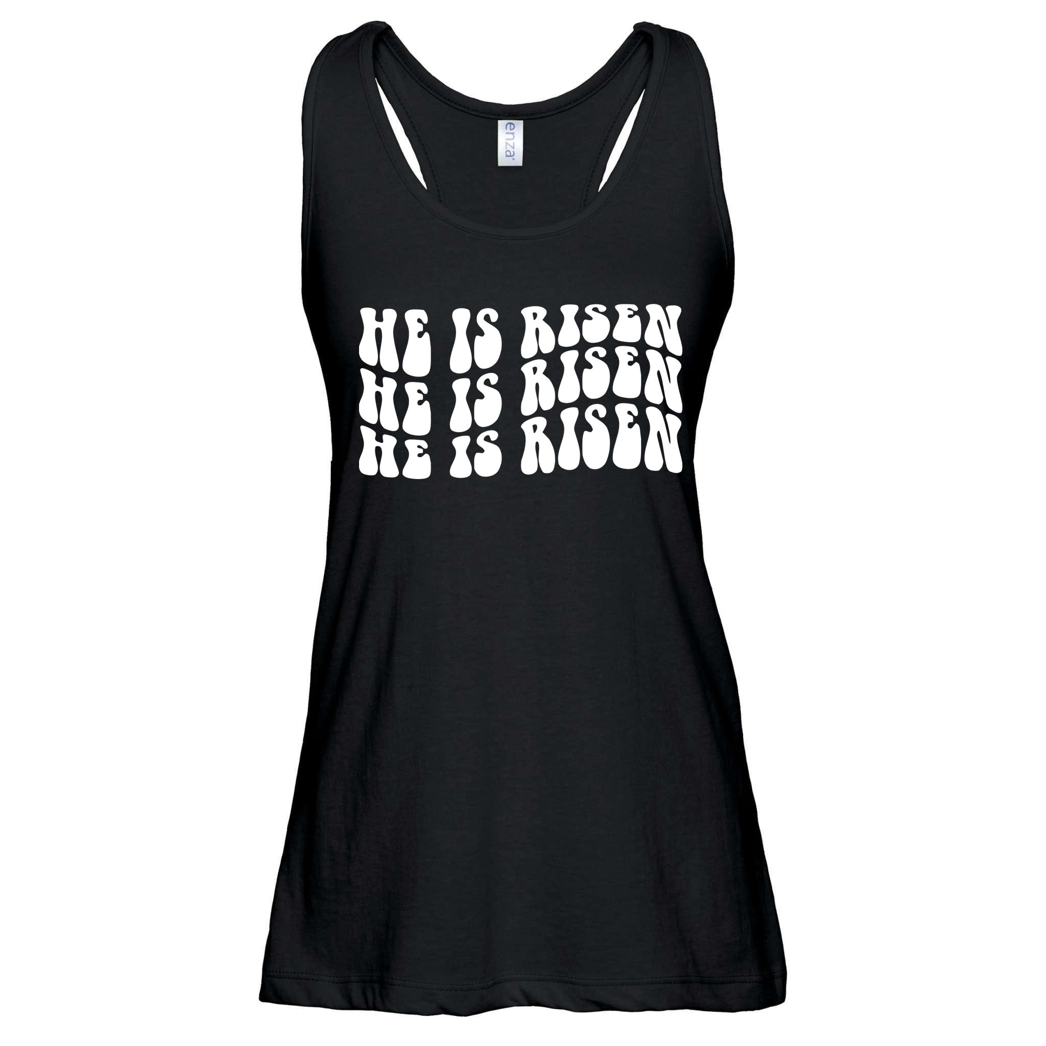 He Is Risen Jesus Retro Groovy Easter Ladies Essential Flowy Tank