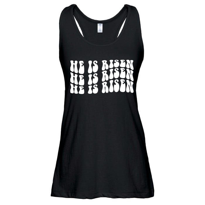 He Is Risen Jesus Retro Groovy Easter Ladies Essential Flowy Tank