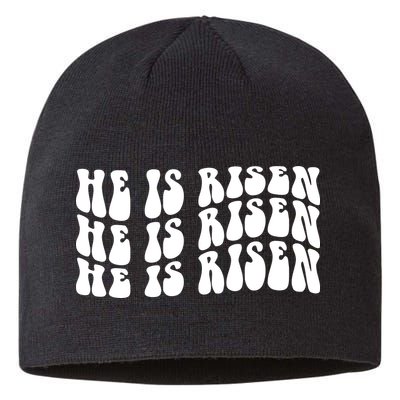 He Is Risen Jesus Retro Groovy Easter Sustainable Beanie