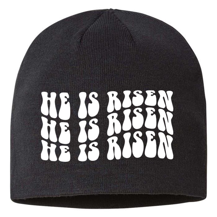 He Is Risen Jesus Retro Groovy Easter Sustainable Beanie