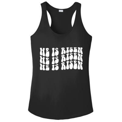 He Is Risen Jesus Retro Groovy Easter Ladies PosiCharge Competitor Racerback Tank