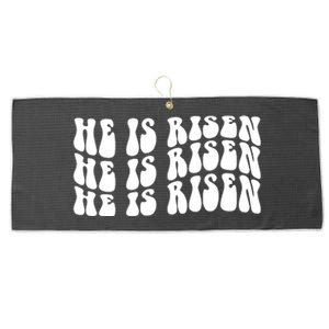 He Is Risen Jesus Retro Groovy Easter Large Microfiber Waffle Golf Towel