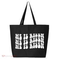 He Is Risen Jesus Retro Groovy Easter 25L Jumbo Tote