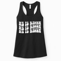 He Is Risen Jesus Retro Groovy Easter Womens Tank Top