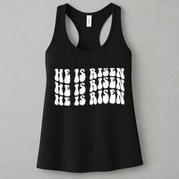 He Is Risen Jesus Retro Groovy Easter Womens Tank Top